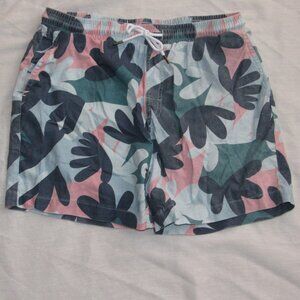 Dandy Del Mar Linen Blend Blue Pink Floral Camo Pull On Shorts Men's sz Medium